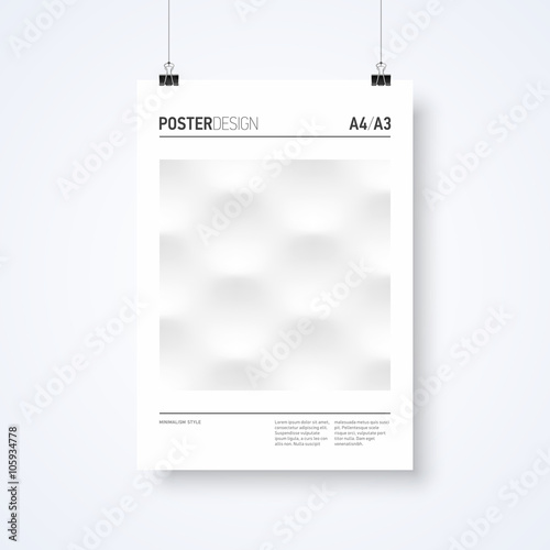 Poster design abstract template in minimalism style with paper clips 
