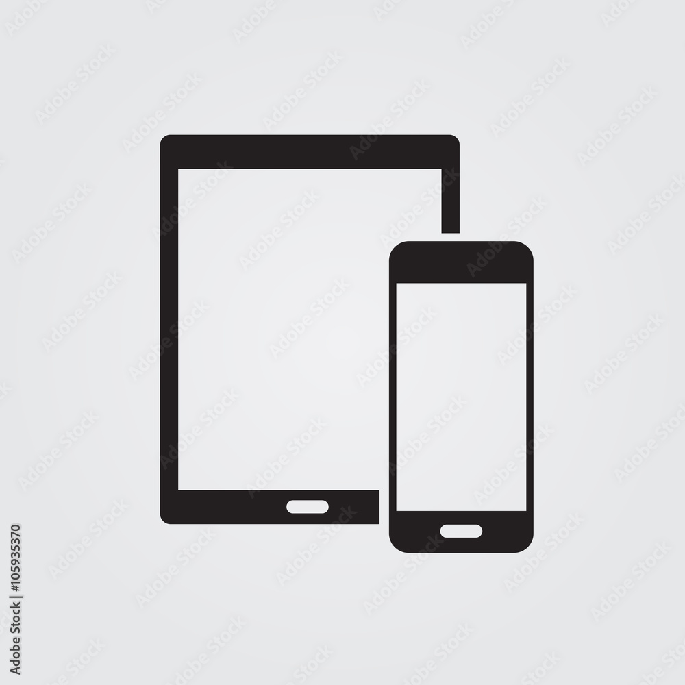 Modern tablet and smartphone. Monochromatic. Modern tablet and smartphone. Monochromatic.