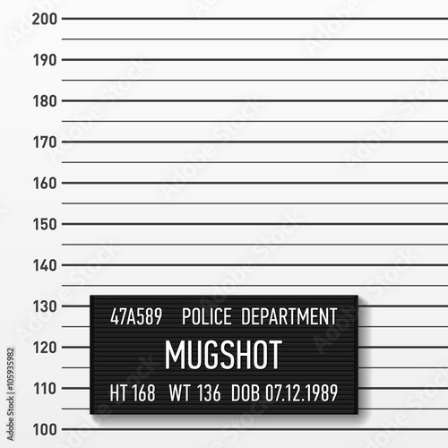 Police mugshot. Add a photo. Centimeters.