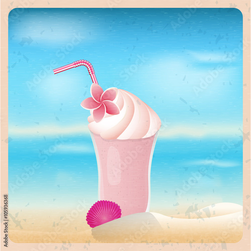 Retro summer template postet with milkshake. photo