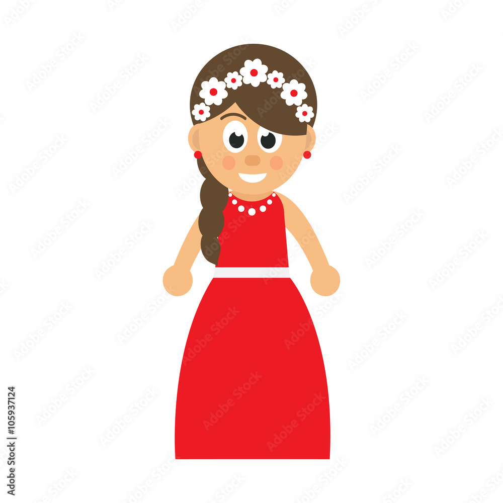 cartoon girl in red dress
