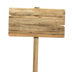 Wooden sign isolated on white. Wood old planks sign