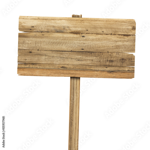 Canvastavla Wooden sign isolated on white. Wood old planks sign