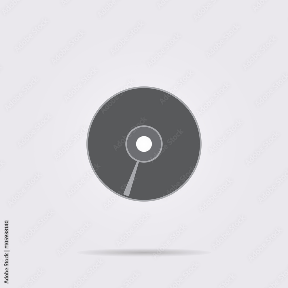 Flat vector icon. On a gray background with shadow. Disk. Flat vector icon. On a gray background with shadow. Disk.