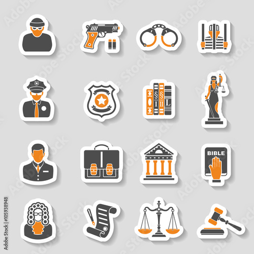 Crime and Punishment Icons Sticker Set