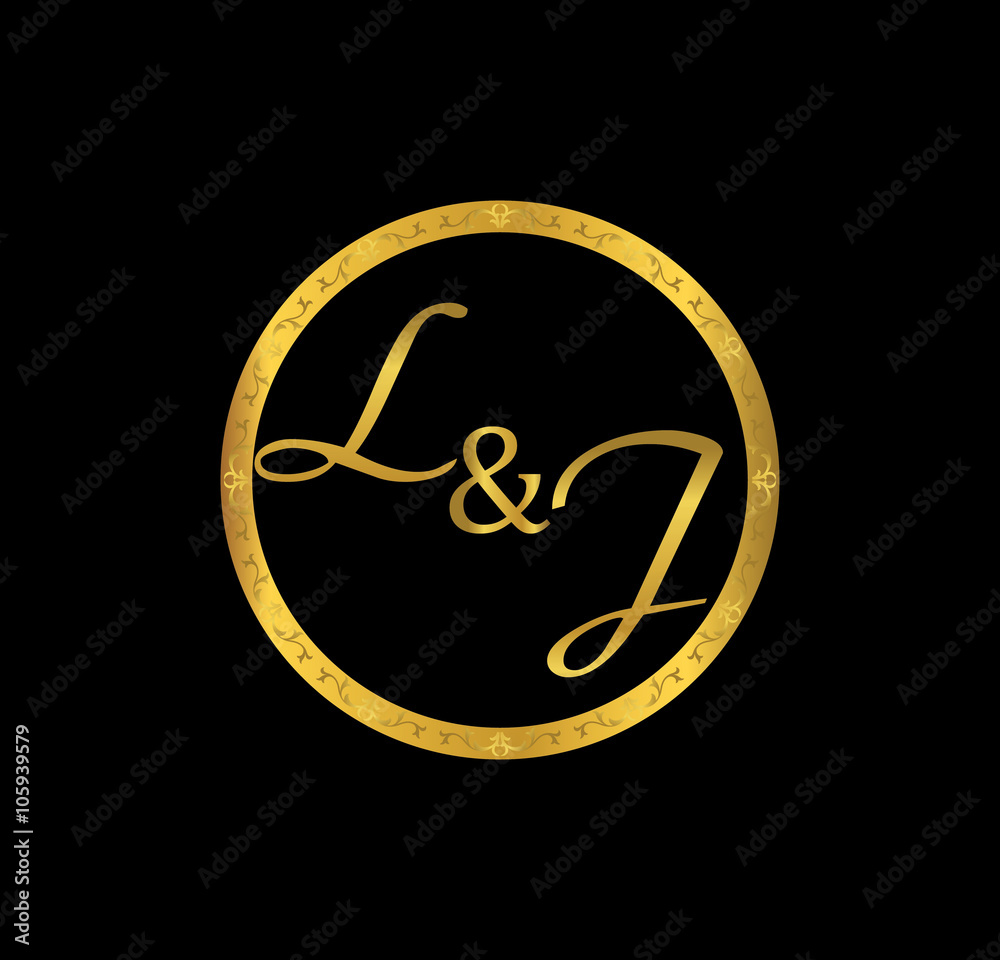LJ initial wedding in golden ring LJ initial wedding in golden ring