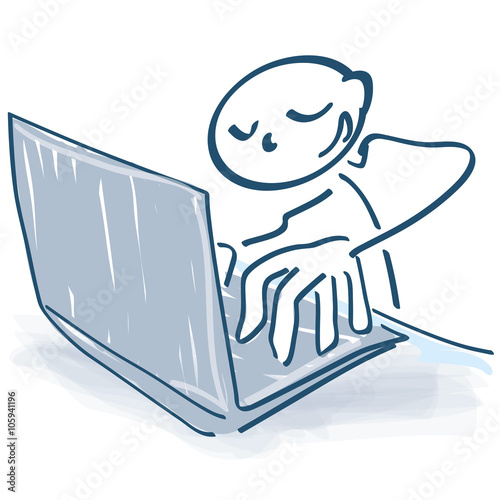 Strichmännchen am Computer und Texteingabe