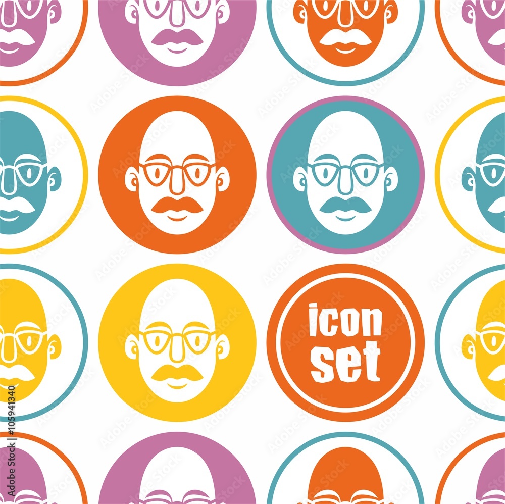 Men head with a mustache and glasses pattern Men head with a mustache and glasses pattern