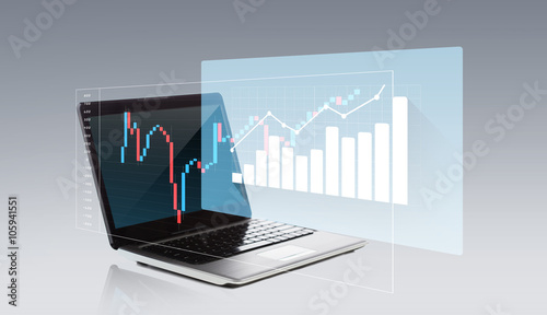 Принти на полотні laptop computer with chart on screen