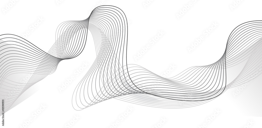 Abstract grey wave isolated on white background. Vector illustra Stock