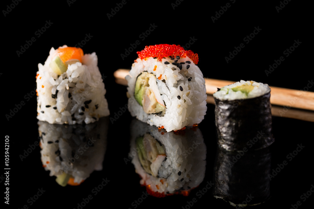 Variety of maki sushi