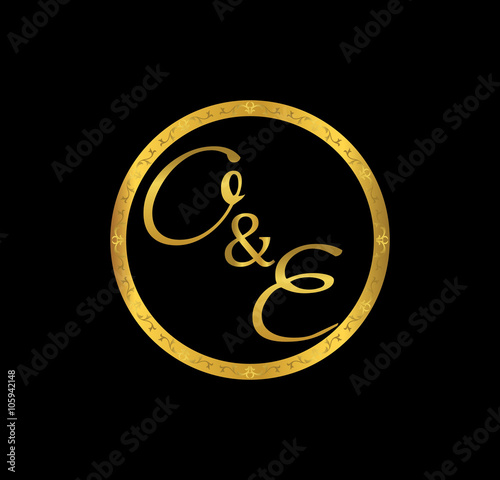 OE initial wedding in golden ring