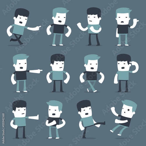 Flat Simple Characters two friends in different situations