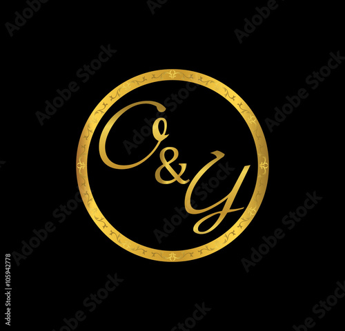 OY initial wedding in golden ring