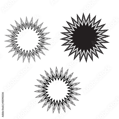 star explosion label sen, sun, sunrays abstract design