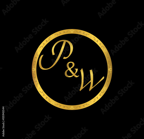 PW initial wedding in golden ring