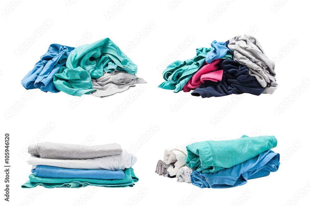 Pile of clothes  isolated on white background.