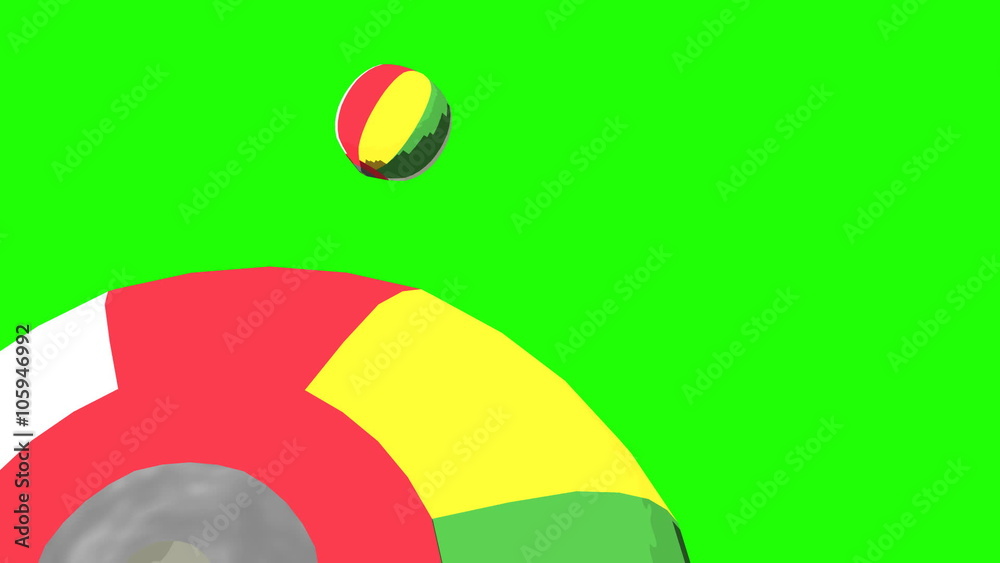 Japanese Paper Balloons On Green Chroma Key. 3DCG toon shading render