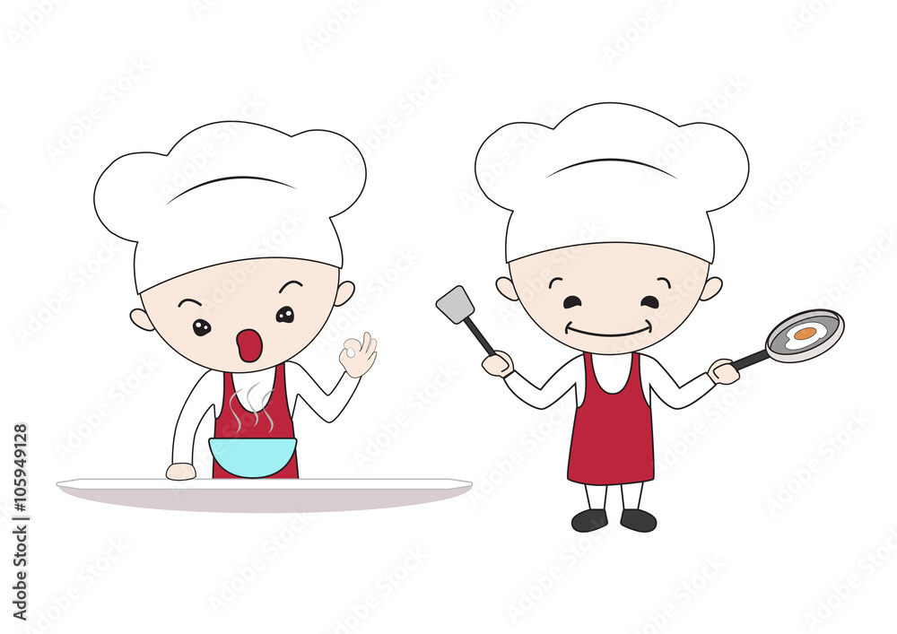 chef man cooking and frying delicious food