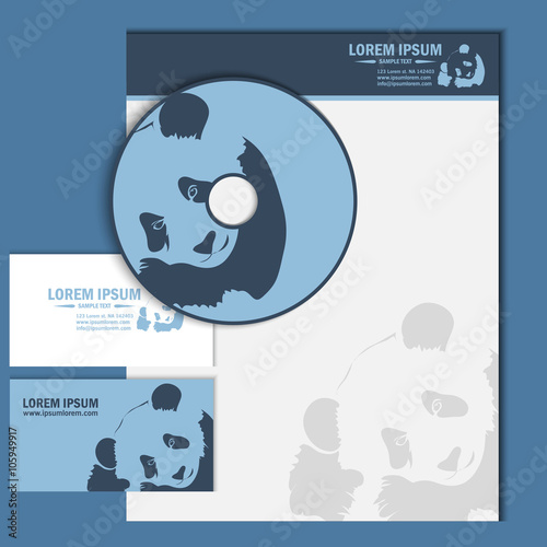 Business card and branding template with panda logo
