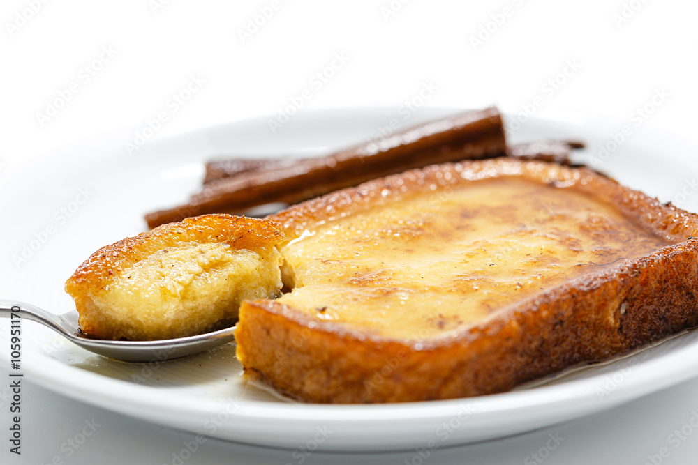 Traditional Spanish torrijas (French toasts). Dessert of Lent and Holy Week