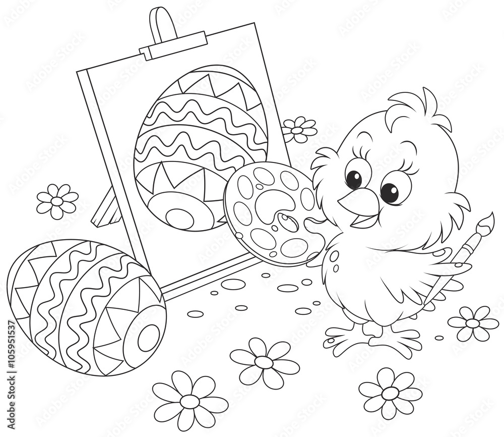 Fototapeta premium Easter Chick painter