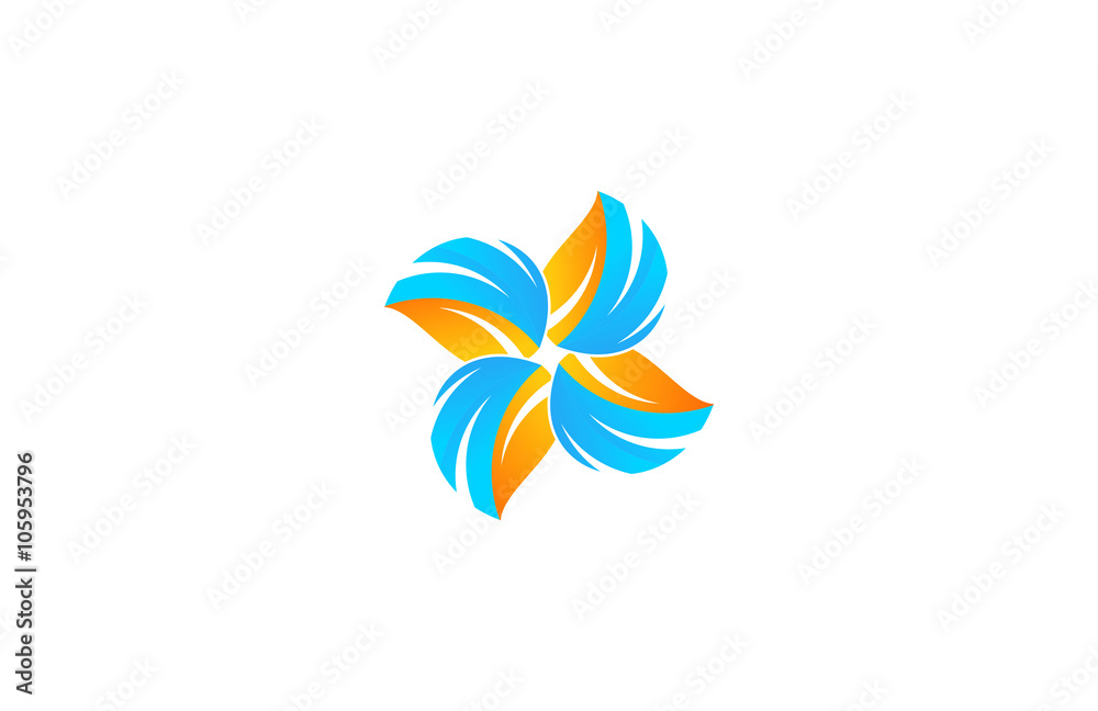 Naklejka premium leaf circle star flower logo
