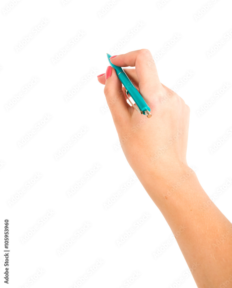 Close up of women hand writing with pen. Close up of women hand writing with pen.