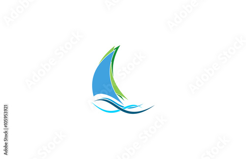 sailing boat vector logo