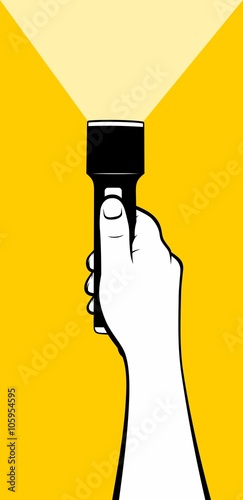 Hand using flashlight