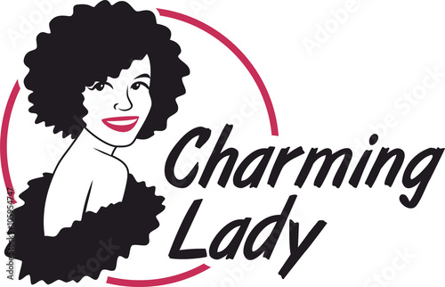 charming lady logo magenta and black circle