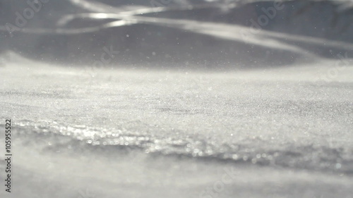 Blizzard and blowing snow in strong winds in the mountains. The surroundings of Longyearbyen, Svalbard. Norway