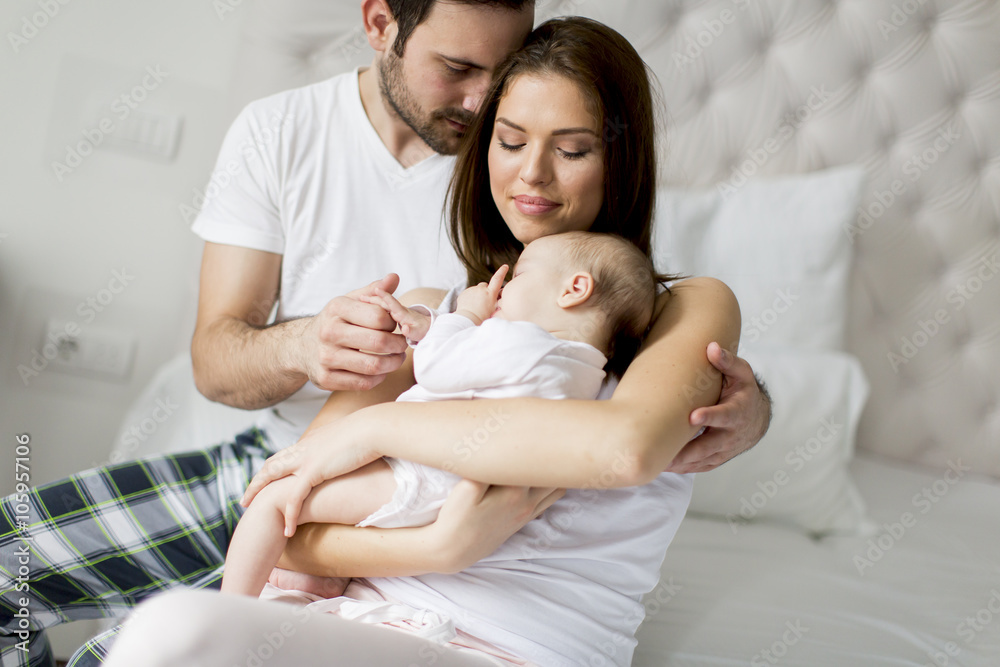 Happy family with newborn baby Happy family with newborn baby