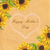Mother's day greeting card with sunflowers