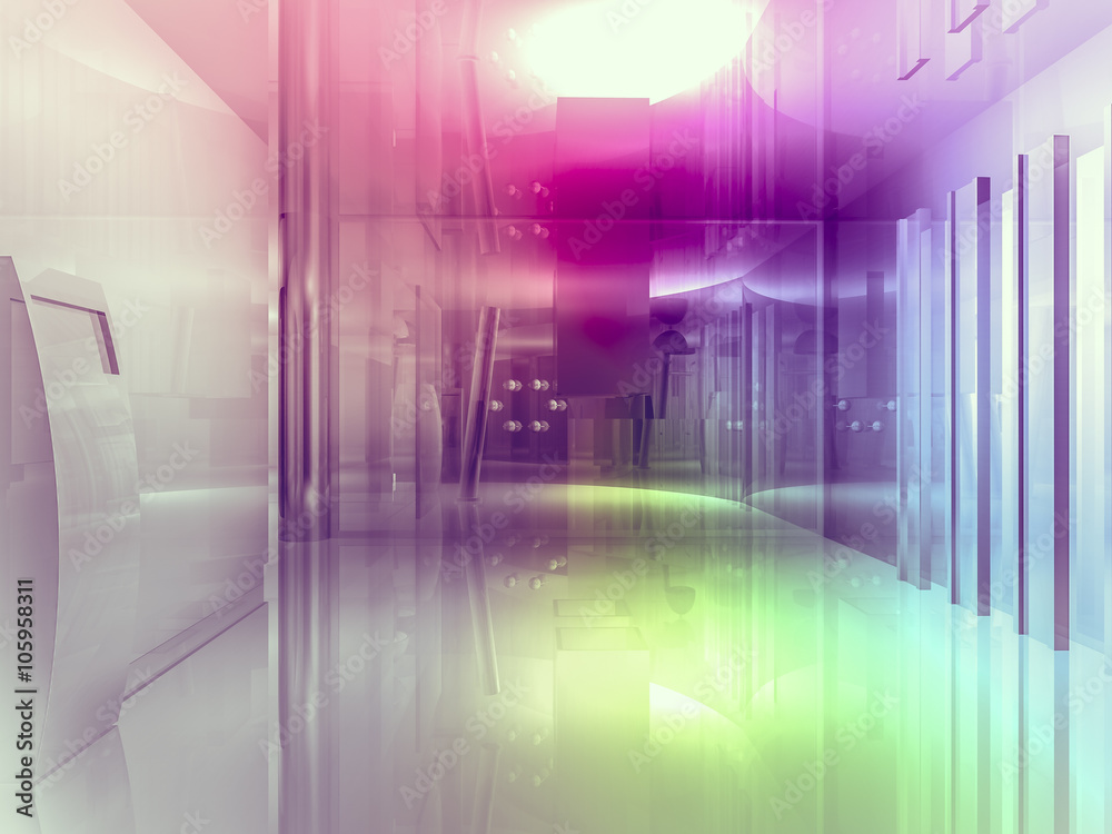 open space, clean room with shapes in 3d, business space, hospit open space, clean room with shapes in 3d, business space, hospit