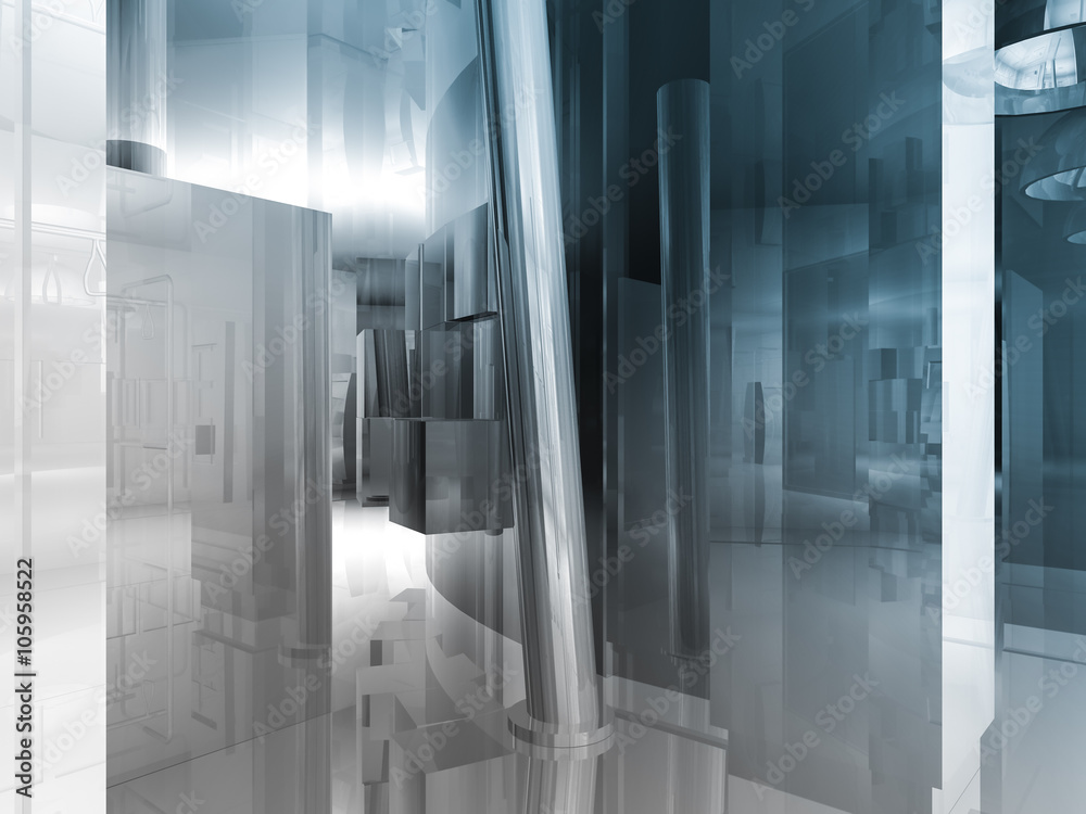 open space, clean room with shapes in 3d, business space, hospit open space, clean room with shapes in 3d, business space, hospit