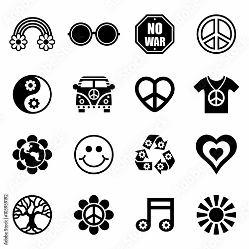 Vector Hippie icon set