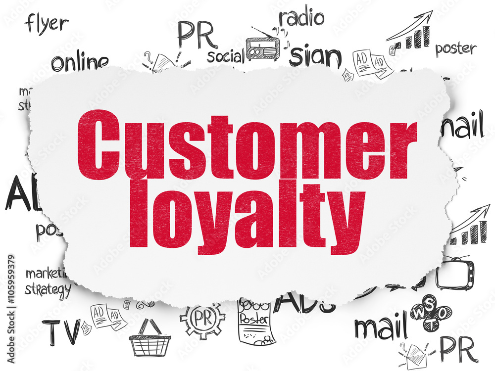 Fototapeta premium Advertising concept: Customer Loyalty on Torn Paper background