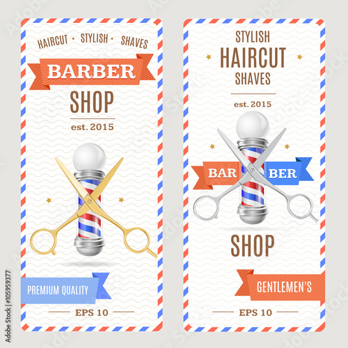 Barber Shop Banners Flyers Card. Vector