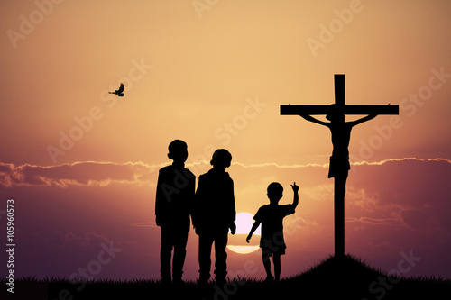 children pray Jesus
