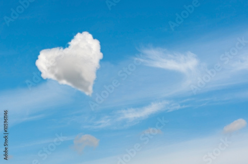 Heart-shaped cloud in the blue sky