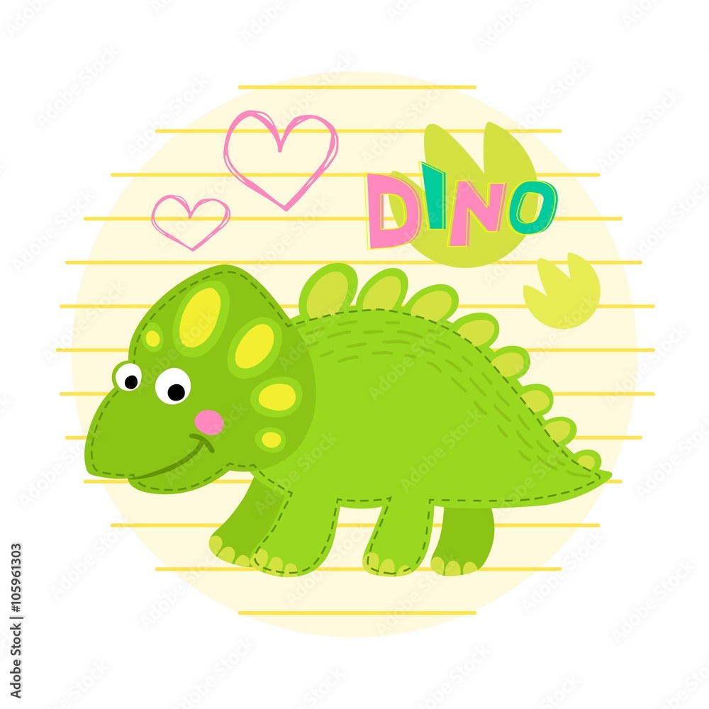 Obraz premium Green dinosaur vector illustration. 