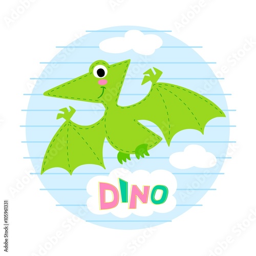 Flying dinosaur vector illustration.