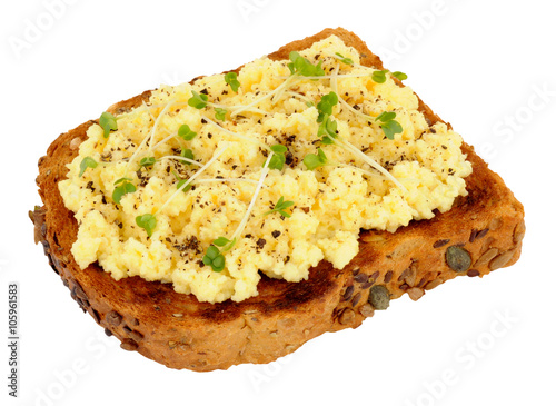Fotografi Scrambled Eggs On Toast