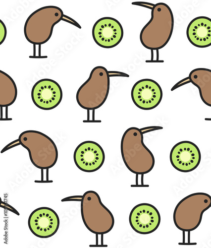 kiwi bird and fruit pattern