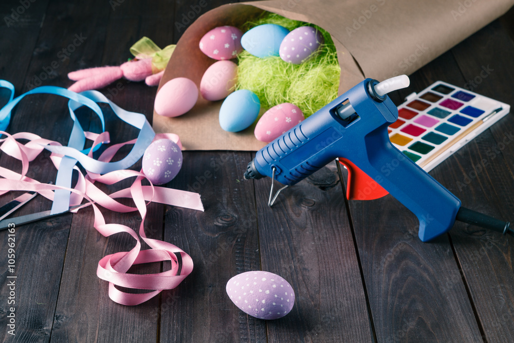 Easter eggs decoration handmade, homemade woman leisure concept