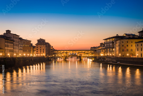 Night view of Ponte Vecchio Florence - Italy