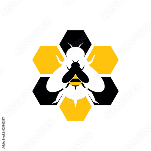 Hexagon Sweet Honey Bee Hive Logo Icon
