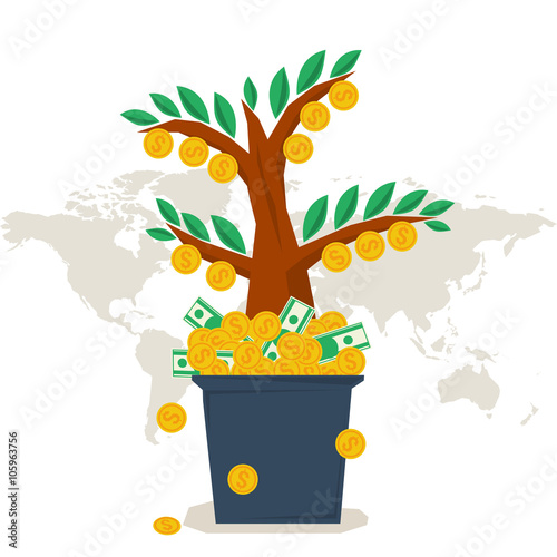 Vector flat money tree