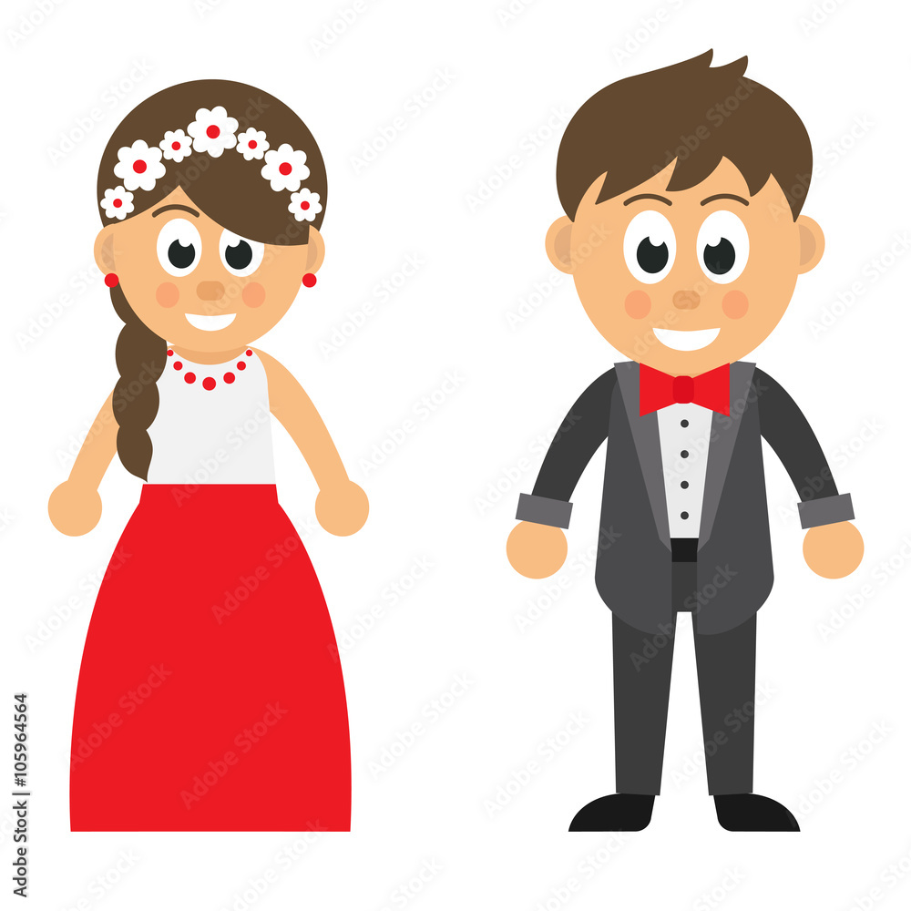 cartoon girl in red skirt vector and cartoon man cartoon girl in red skirt vector and cartoon man